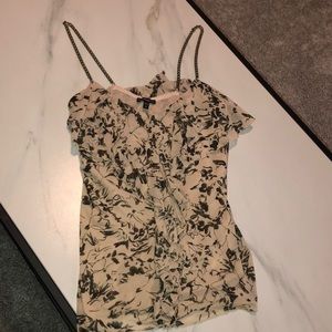 Tan floral casual tank with chain straps
